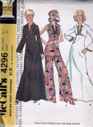 4296 74 HIGH WAIST LS DRESS, SLVLSS TOP PANTS PATTERN 22 1/2